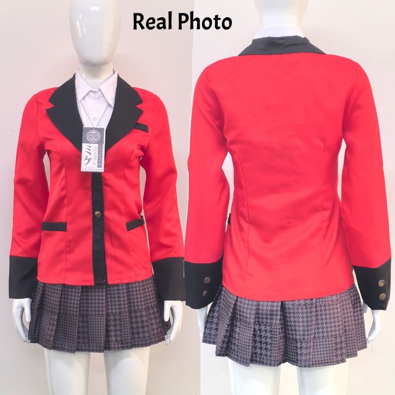 Costume de cosplay Yumeko Jabami, uniforme scolaire d'anime, tenue JK complète avec bas, pour fête d'Halloween et jeu de rôle.