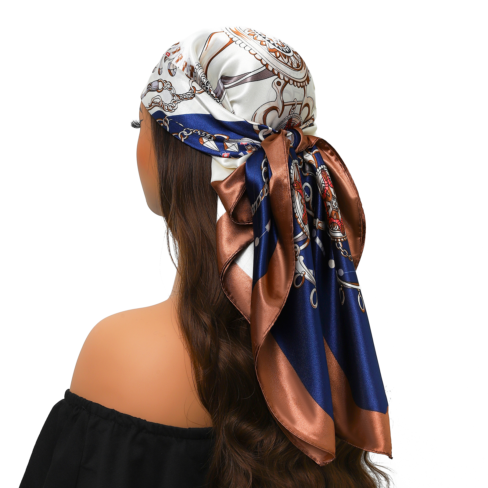 Foulards en soie de marque de luxe pour femmes, 90x90cm, Foulard de tête/Cheveux de styliste, Hijab Bandana pour femmes, 90x90cm