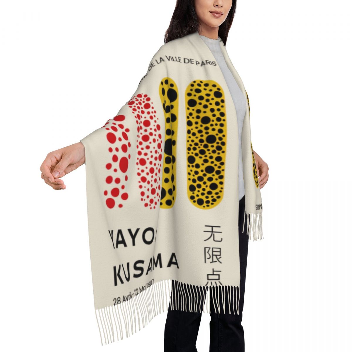 Impression personnalisée Yayoi Kusama Art abstrait écharpe femmes hommes hiver automne chaud foulards châle enveloppement