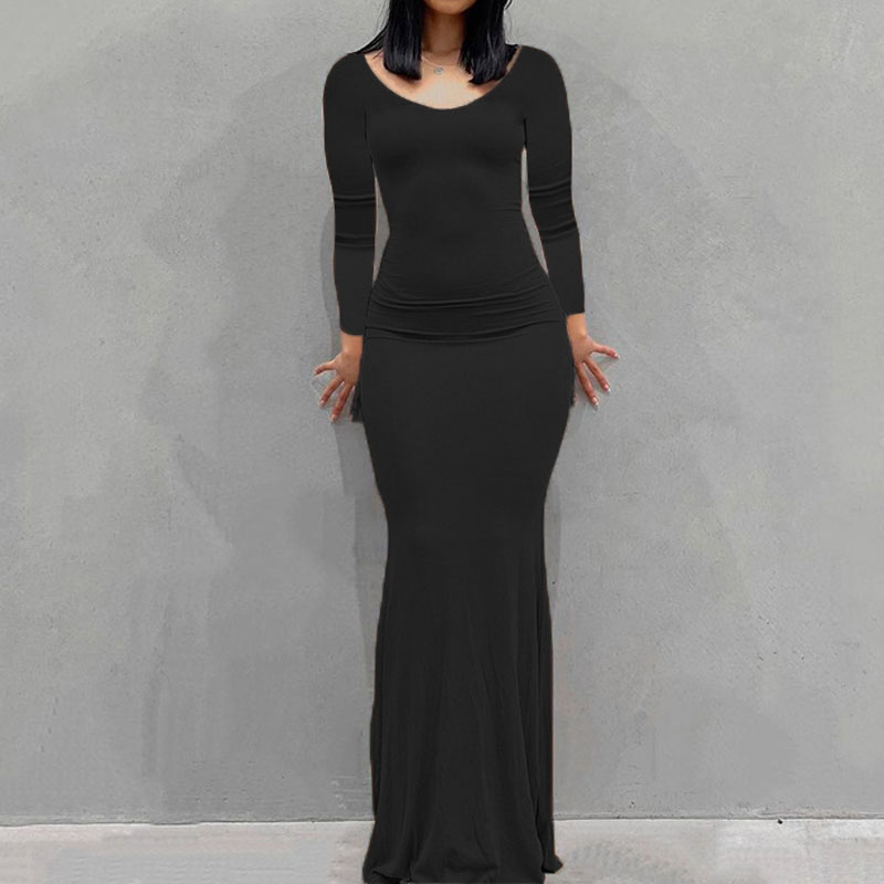 Robe longue décontractée pour femmes, slim, manches longues, pour la maison, nouvelle collection
