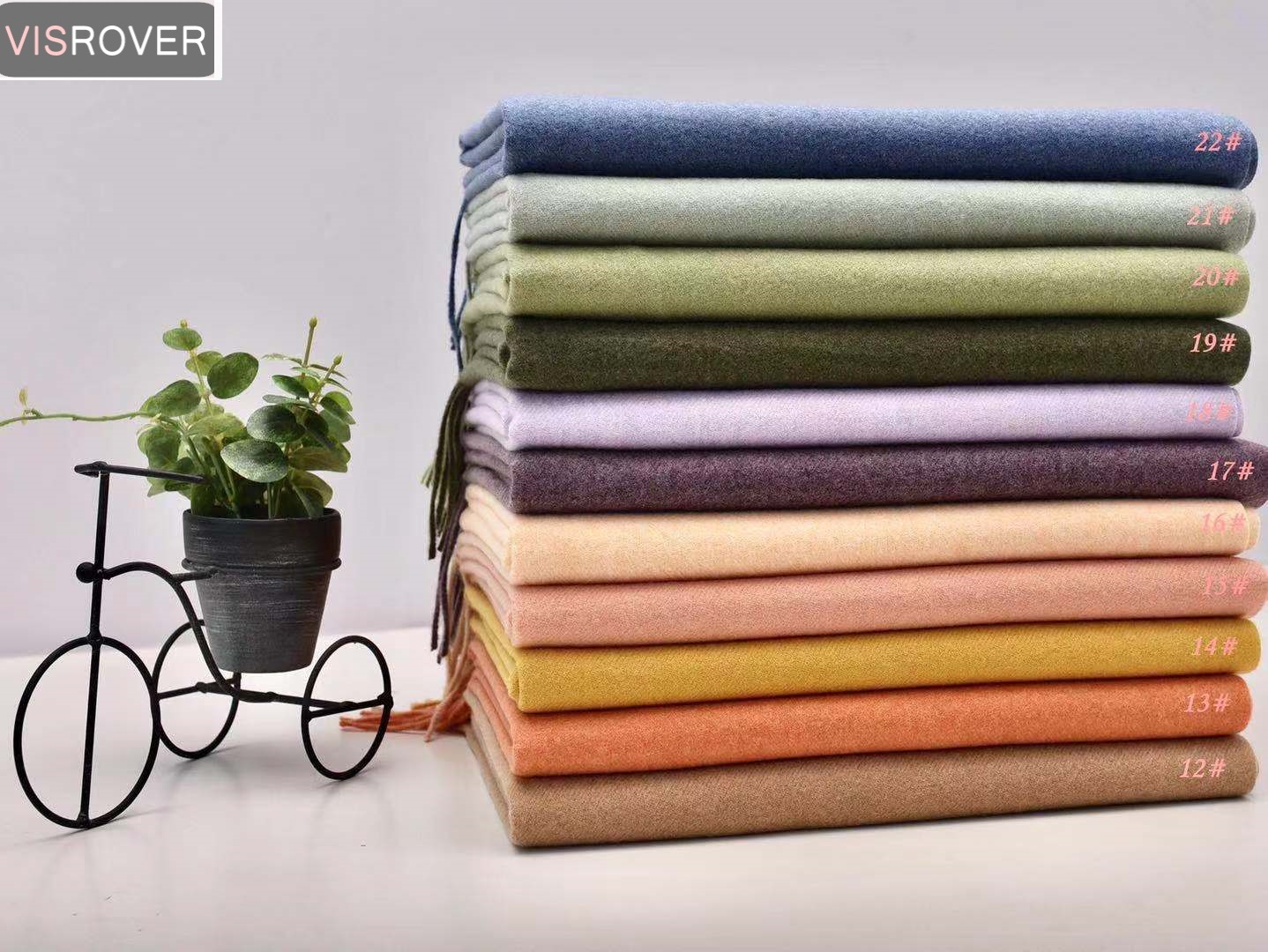 VISROVER Nouvelle Écharpe d'Hiver pour Femme en 41 Couleurs, Châles Féminins à la Mode, Toucher Cachemire, Écharpes d'Hiver de Couleur Unie, Hijab d'Hiver