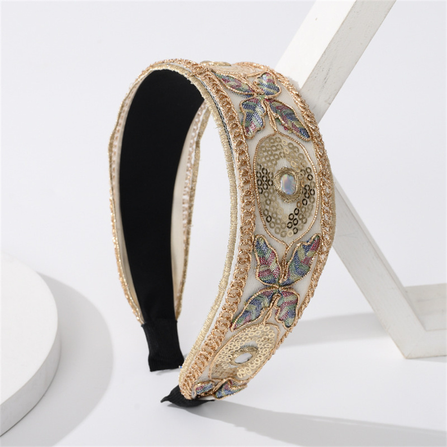 Bandeau ethnique féminin avancé, broderie de fleurs/feuilles, lunette de tête pour femmes, cerceau de cheveux noué en croix, couvre-chef