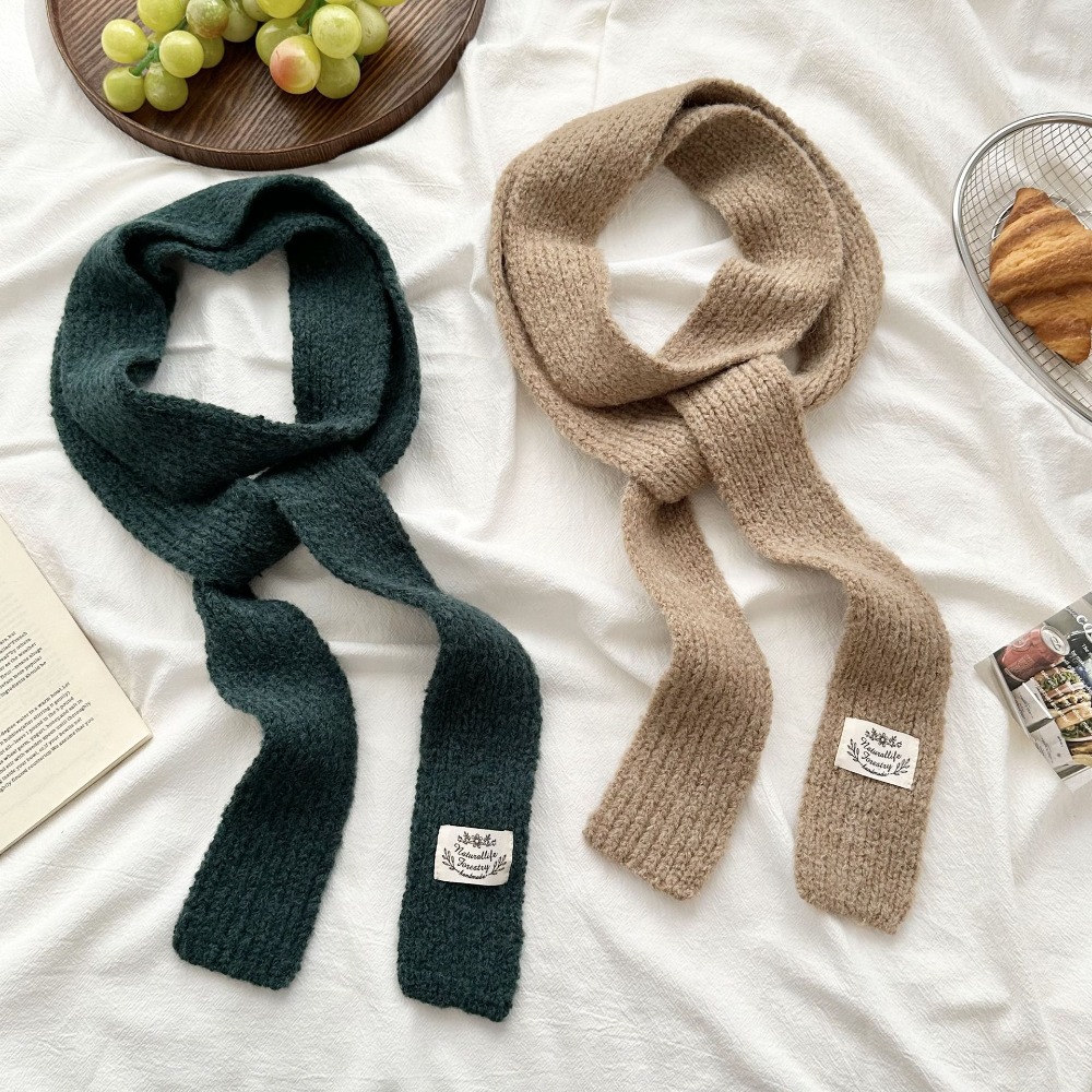 Écharpe en tricot fine pour femme, mode hiver, mini écharpe longue à rayures, écharpe décorative