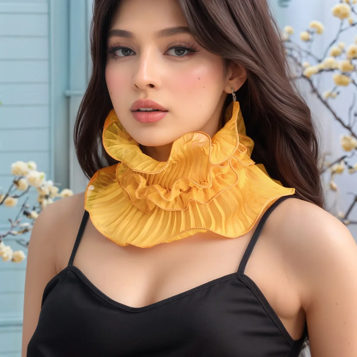 Nouvelle Écharpe en Dentelle Printemps-Été pour Femme, Multifonctionnelle et Polyvalente, Col de Chemise, Décoration Tendance, Bord Volanté en Dentelle, Cache-Cou