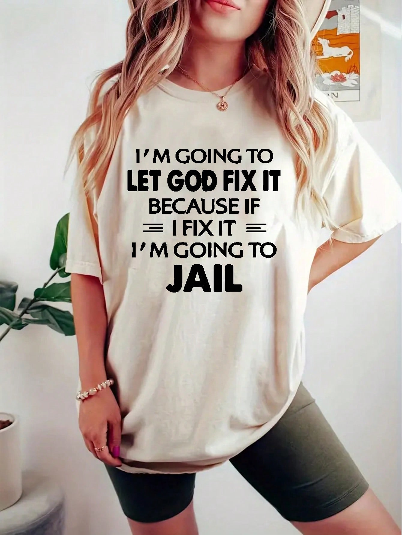 T-shirt décontracté à manches courtes et col rond pour femme, grande taille, imprimé avec un slogan, idéal pour les trajets quotidiens et le shopping