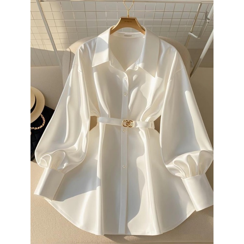 Vêtements pour femmes début automne Blouses blanches nouvelles chemises françaises haut de gamme Design de luxe dessus de chemise blanc Style Mature léger