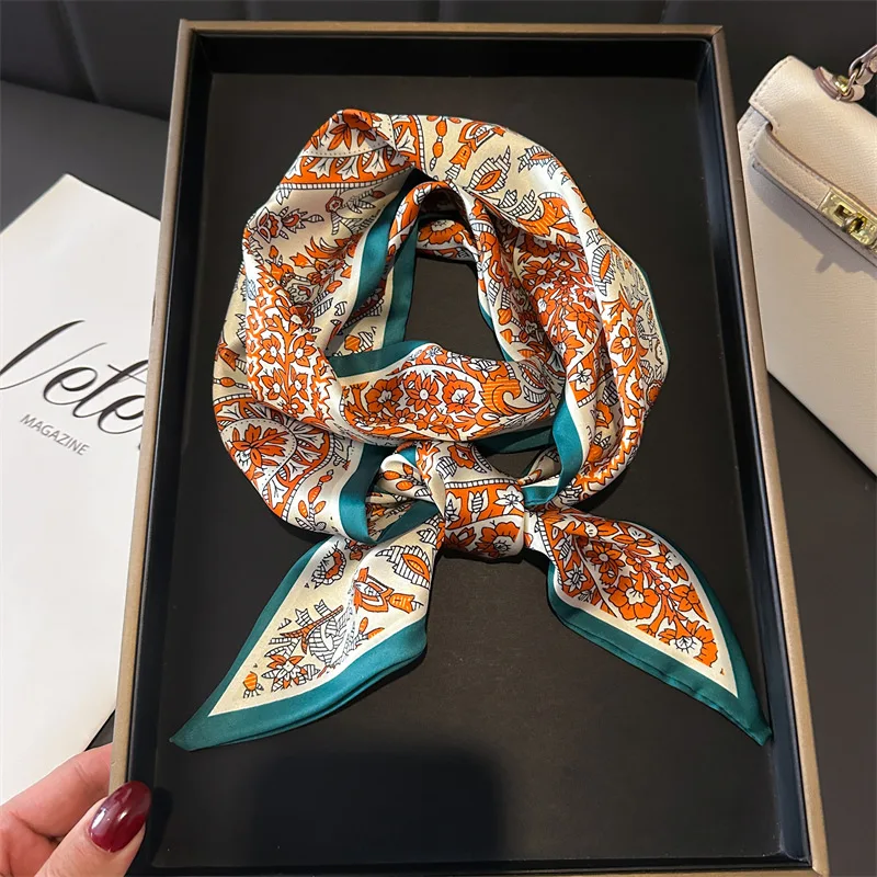 2025 printemps Foulard femmes nouveau Design impression soie sentiment bandeaux Foulard Foulard dame longue maigre ruban sac cravates