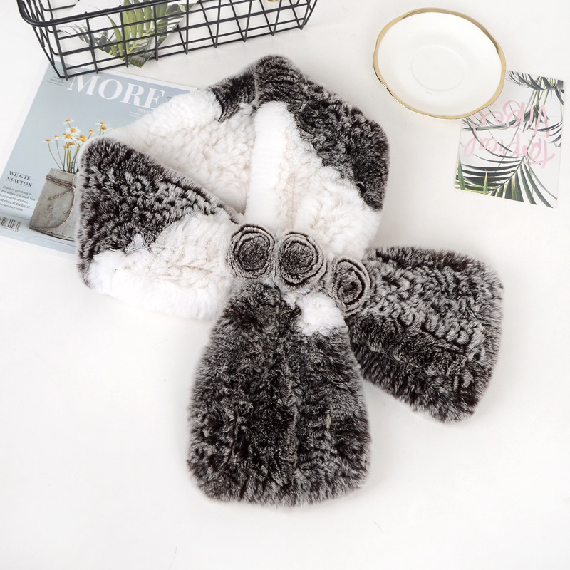 Écharpes en fourrure de lapin Rex véritable pour femme, collection mode 2026 – Écharpe et cache-oreilles chauds et doux en fourrure de lapin Rex naturelle pour l'hiver