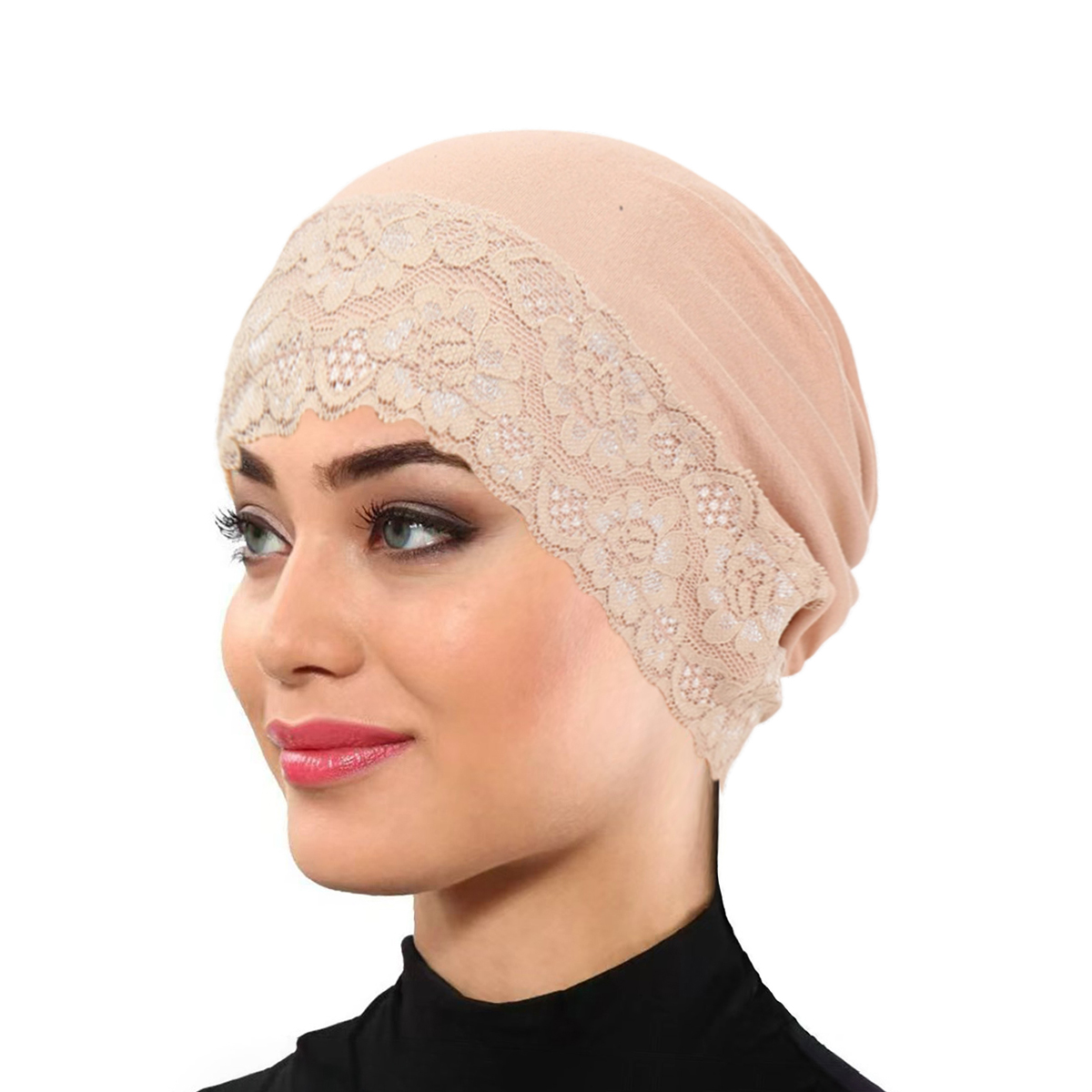 Nouveau Bonnet Turban Élastique en Dentelle 2026, Couleur Unie, Bonnet de Soin Capillaire, Chapeau Musulman, Hijab Islamique, Hijabs pour Femmes