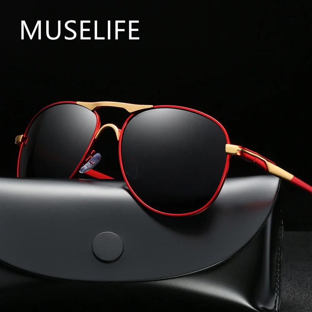 Lunettes de soleil polarisées de luxe pour hommes et femmes, lunettes de soleil rétro pour la conduite et la pêche, créateur de marque, lunettes de soleil en métal pour hommes, UV400