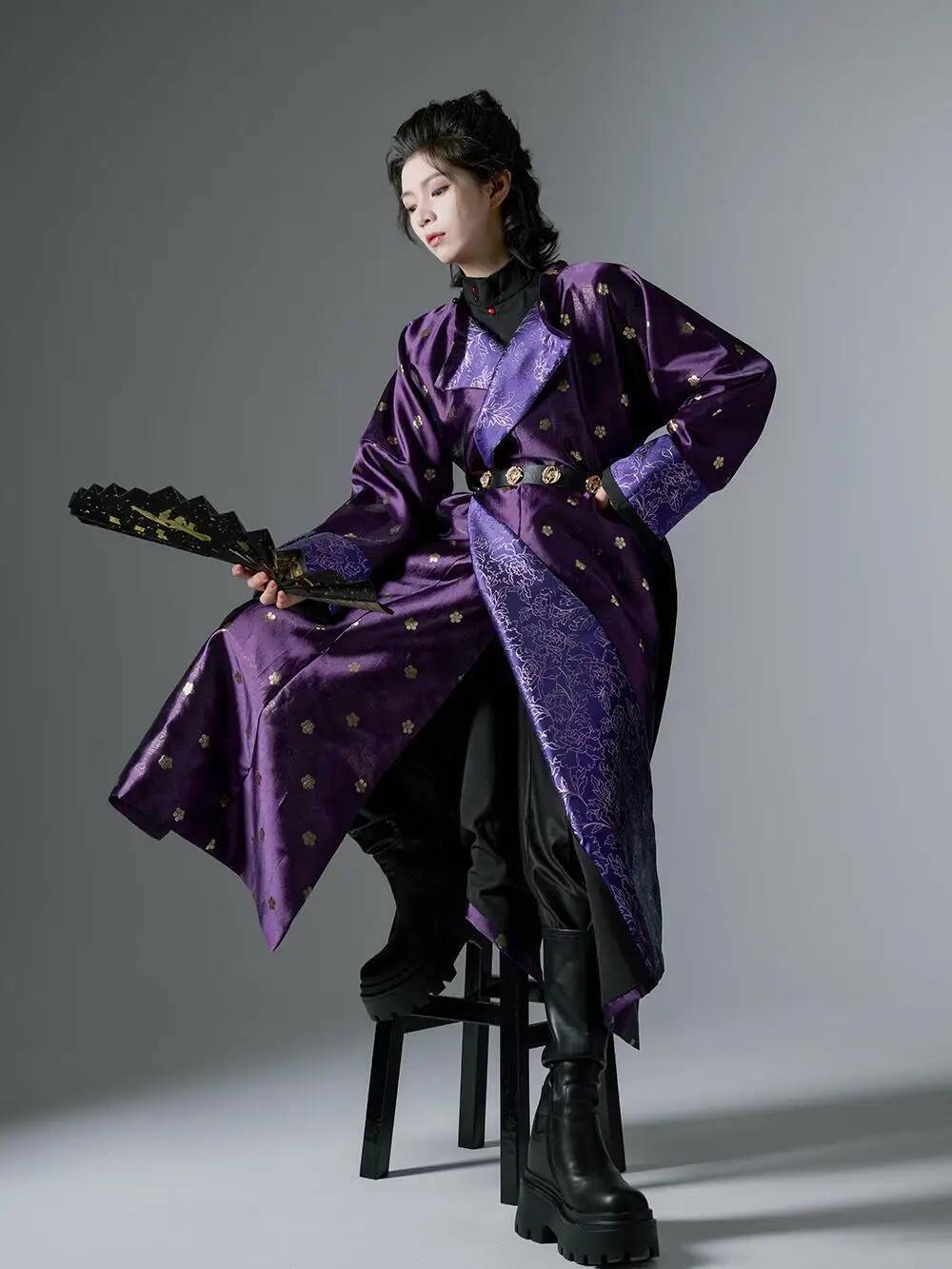 Hommes femmes Vintage danse ethnique Hanfu chinois Robe en soie Costume dynastie Tang violet Hanfu ancien longue Robe Hanfu