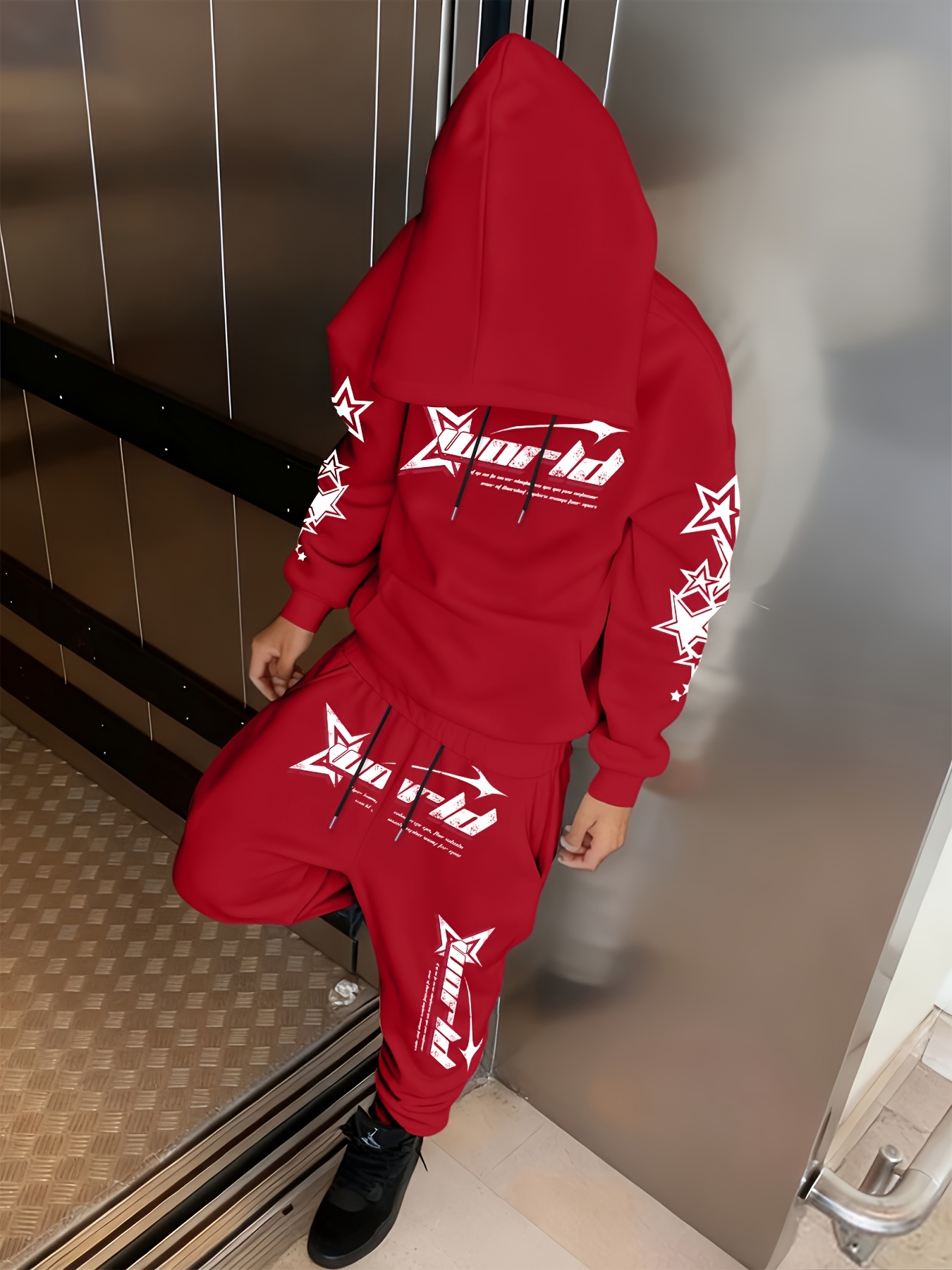 Ensemble sweat à capuche homme automne/hiver 2026 - Confortable et doux avec imprimé lettres - Style décontracté rétro streetwear pour homme