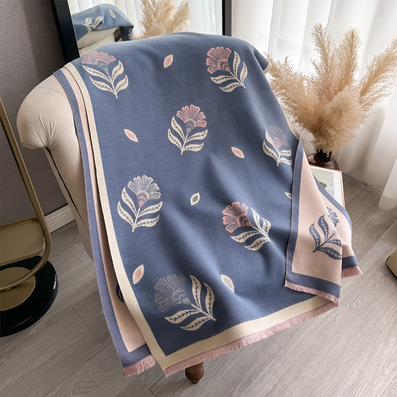 Nouvelle Écharpe de Luxe pour Femme, Imprimé Feuilles Tombées, Châle Chaud Automne Hiver, Pashmina, Foulard, Bufanda