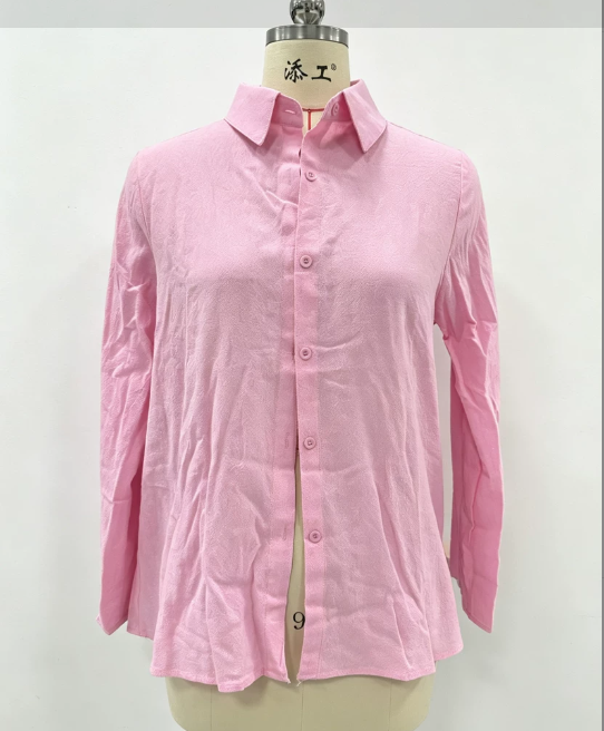 Chemise élégante à manches longues pour femmes, couleur Pure, décontractée, en coton et lin, boutonnée, nouveau Style transfrontalier, printemps automne