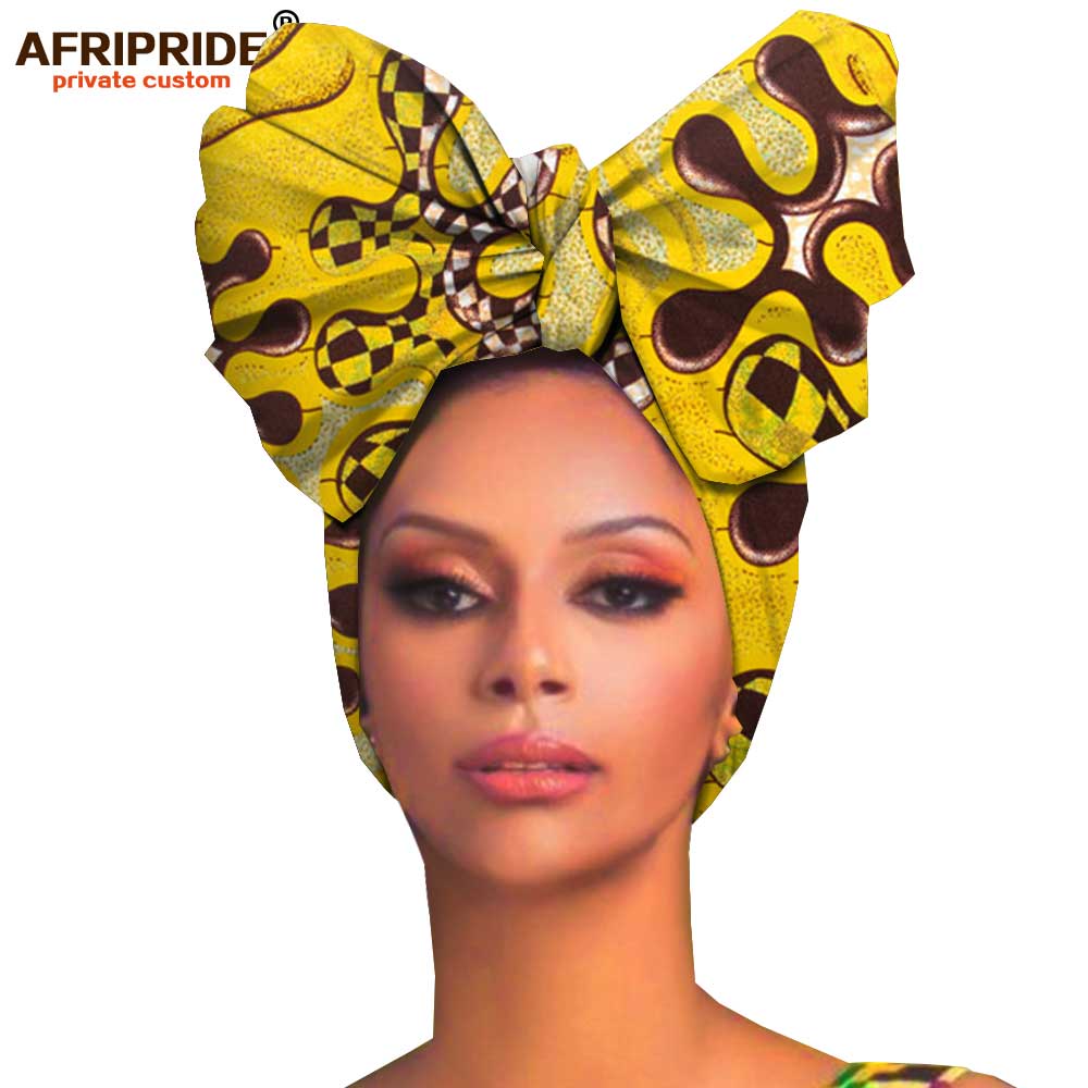 Foulards africains pour femmes, accessoires pour cheveux, matériau africain en tissu wax, turban traditionnel, foulard, 100% coton AFRIPRIDE A19H006