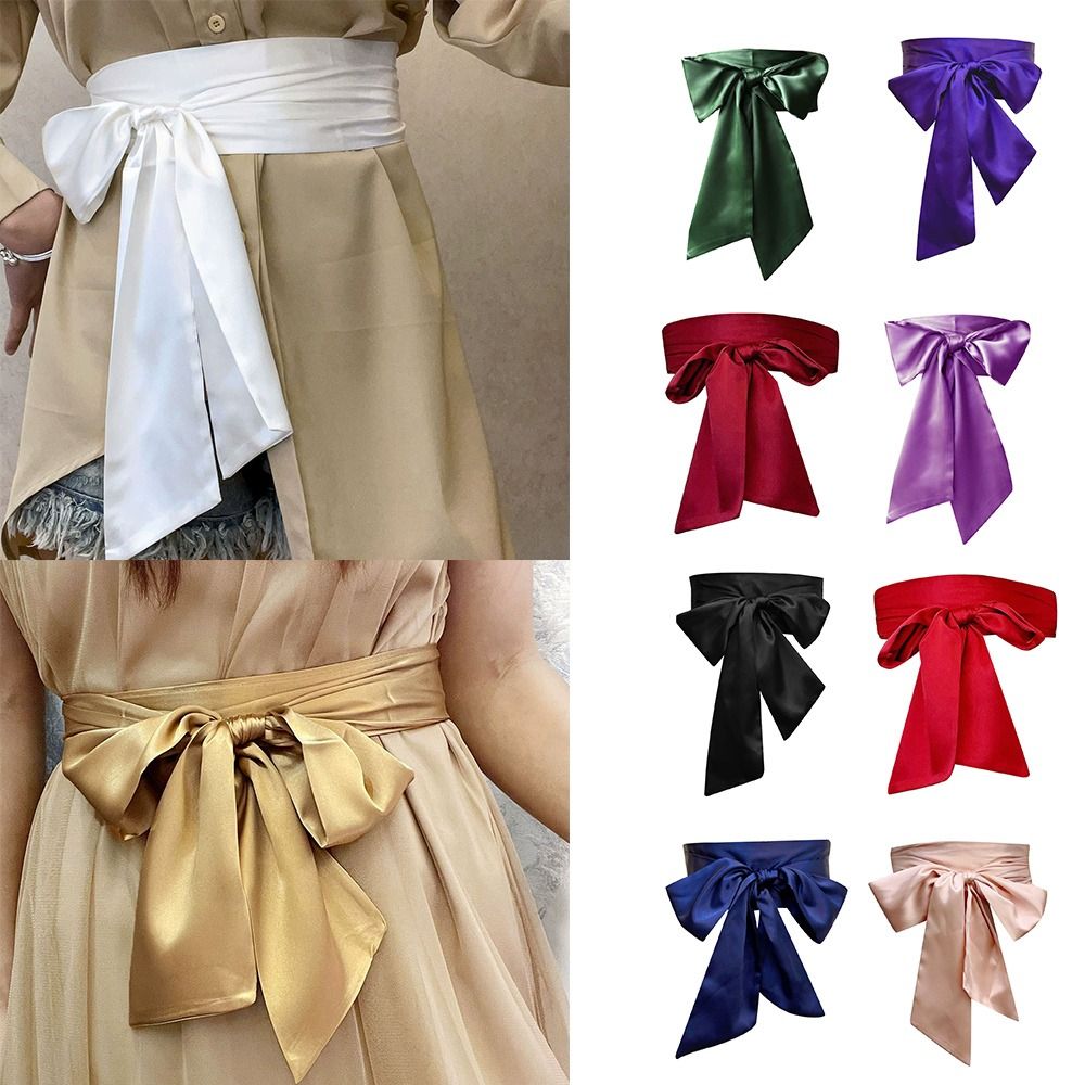 Corset en Satin de soie avec nœud, ceinture de taille décorative, large nœud papillon, ruban en tissu, couverture de taille pour femmes et filles, bricolage