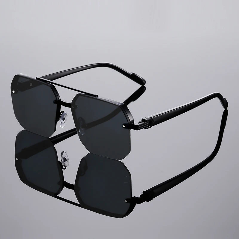 Lunettes de soleil semi-cerclées Fashion Square pour hommes, style vintage, dégradé, décontractées, design de marque de luxe, pour l'extérieur.
