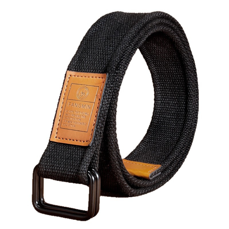 Ceinture en toile unisexe pour hommes et femmes, ceinture décontractée pour jeans avec boucle à double anneau, ceinture tissée pour l'extérieur