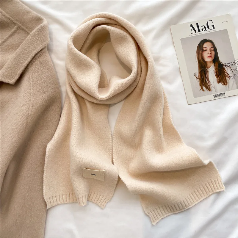 Femmes coréennes foulards en cachemire dame hiver épaissir chaud doux Pashmina châles enveloppes femme couleur Pure tricoté longue écharpe pour les femmes
