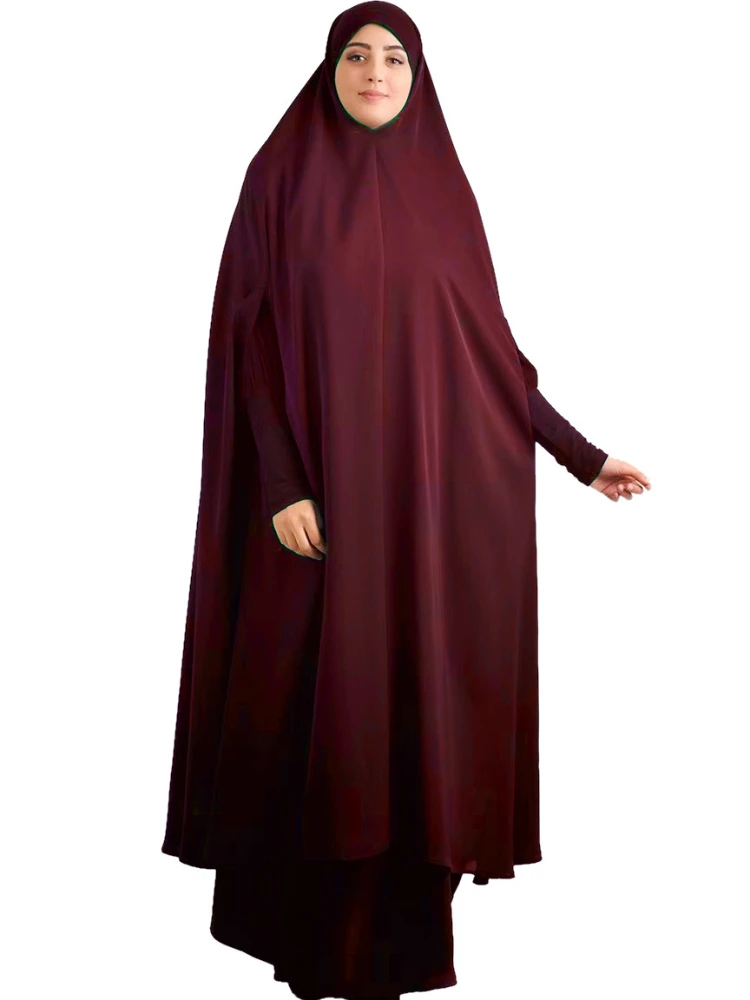Femmes prière vêtement 2 pièces ensemble Ramadan musulman à capuche longue Khimar Hijab robe Abaya couverture complète Eid robe Abayas Niqab Jilbab