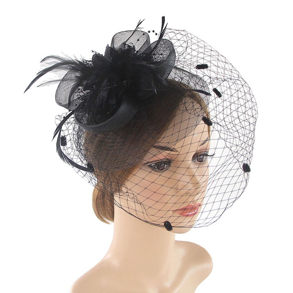 Décoration de cheveux fleur maille rétro pince à cheveux chapeau coiffure de mariée hôtesse de mariage haut-de-forme chapeaux Cocktail fête chapeaux