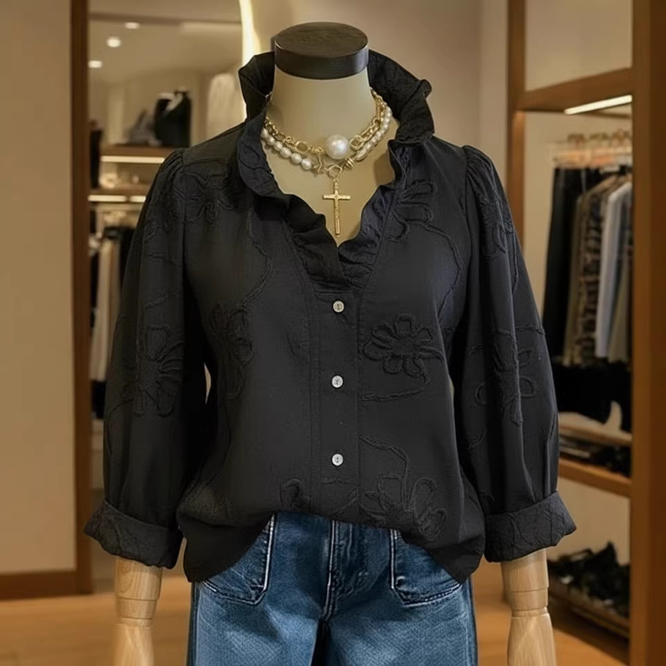 Nouvelles chemises pour femmes, hauts boutonnés blancs, mode automne, col en V, manches longues, chemises décontractées, vêtements pour femmes, chemisiers et chemises pour femmes