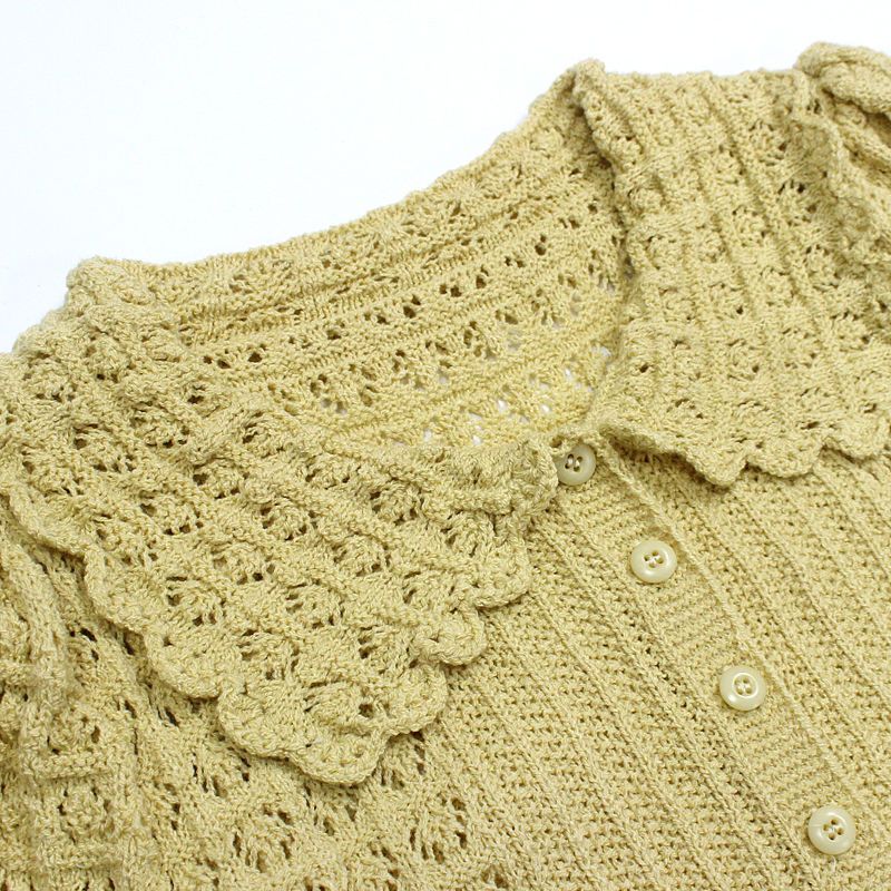 Cardigan à boutons pour femmes, T-shirt à manches courtes, simple boutonnage, col Peter Pan, nouveaux hauts d'été