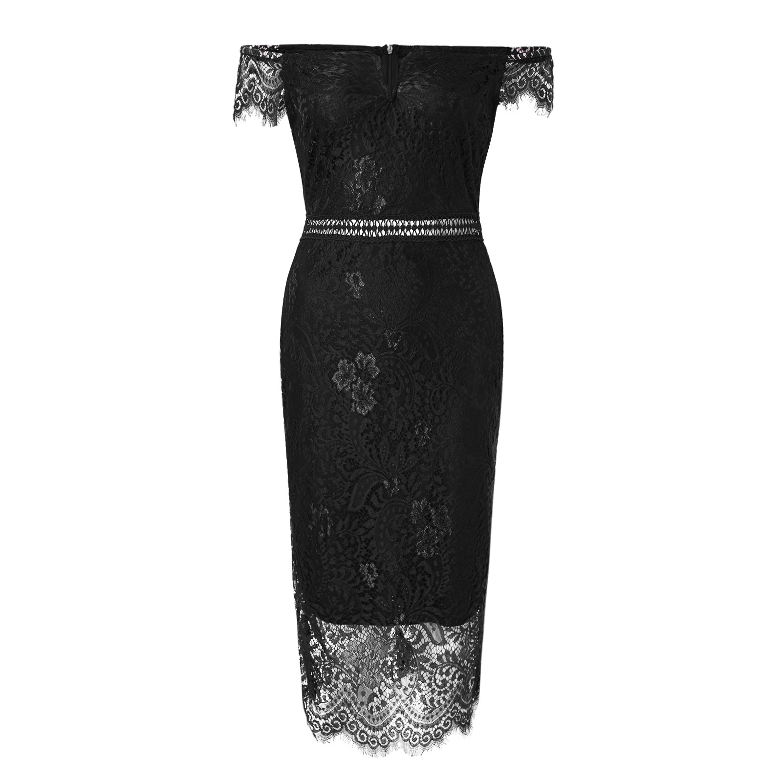 Robe de soirée élégante en dentelle pour femmes, col en V, épaules dénudées, Sexy, ajourée, bureau, moulante, robes formelles