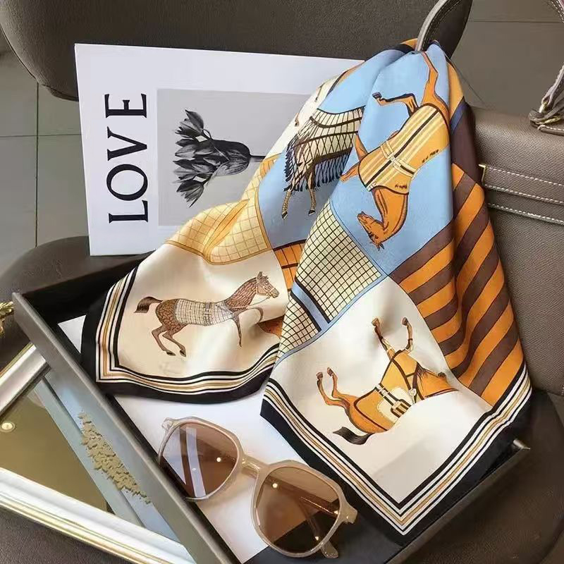 Foulard carré multifonctionnel en Satin pour femmes, 100% soie de mûrier, 90x90cm, bandeau, ruban pour cheveux, foulard Bandana