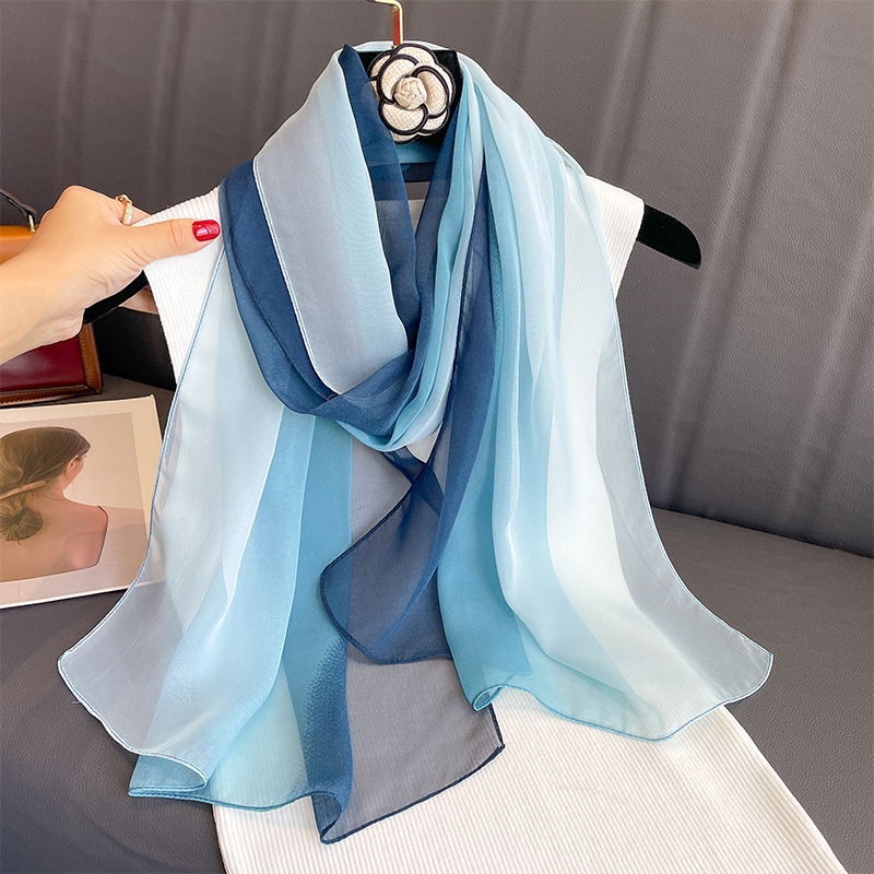 50*160CM mode femmes en mousseline de soie dégradé écharpe châle de luxe élégant dame polyvalent Protection solaire décorer foulards foulard