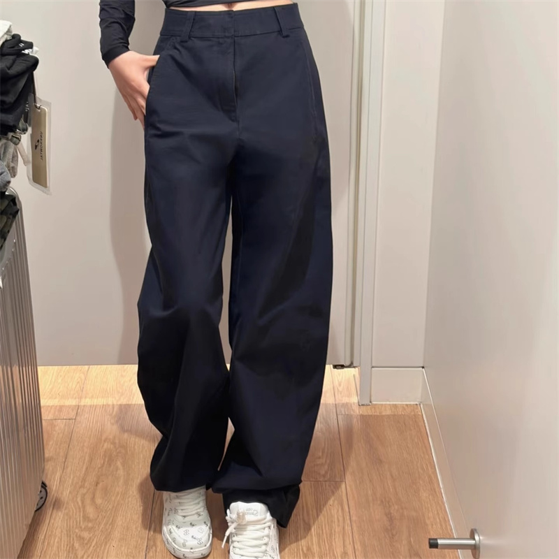 Pantalon droit décontracté pour femme, haute qualité, mode printemps-automne, Streetwear, couleur unie, ample, jambes larges, 2025