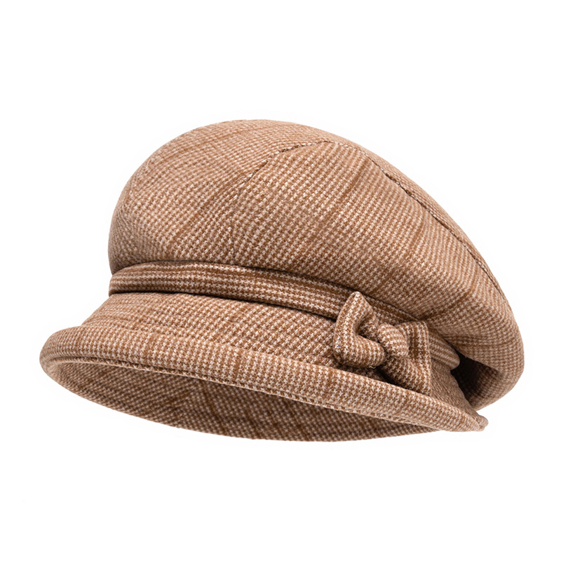 Béret élégant pour femmes avec nœud, bonnet à bord court, couvre-chef décontracté élégant et chaud pour femmes, cadeau pour mères, nouvelle collection automne hiver