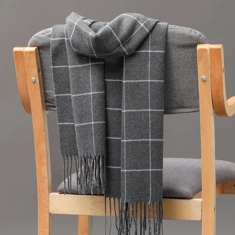 Écharpe en cachemire pour hommes, garde au chaud, décontractée, marque de styliste, Pashmina, pompon, châle d'affaires, nouvelle collection hiver 2024