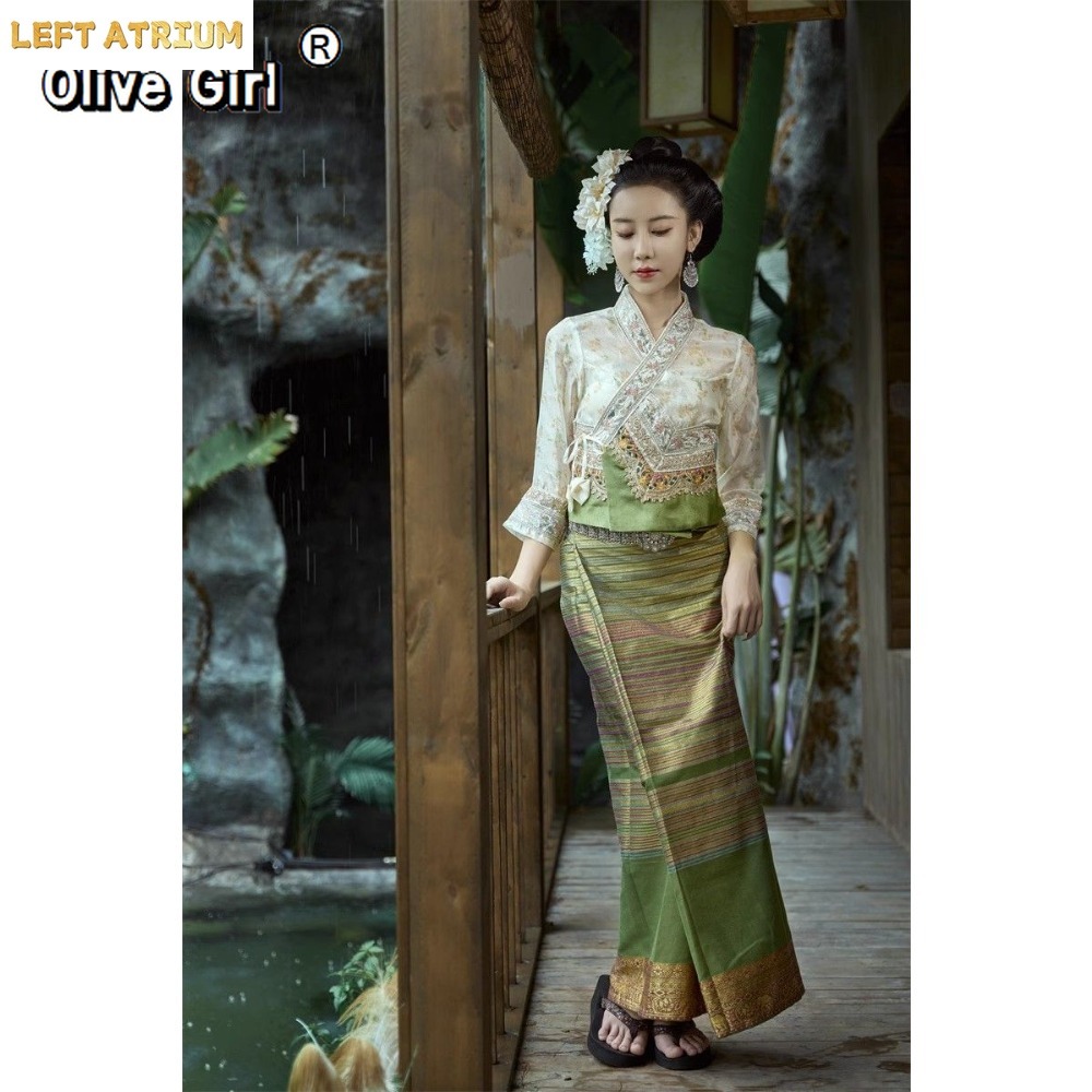 Vêtements thaïlandais de style ethnique, chemisier élégant et doux, vêtements pour femmes, tenues de voyage, jupes tube de style streetwear