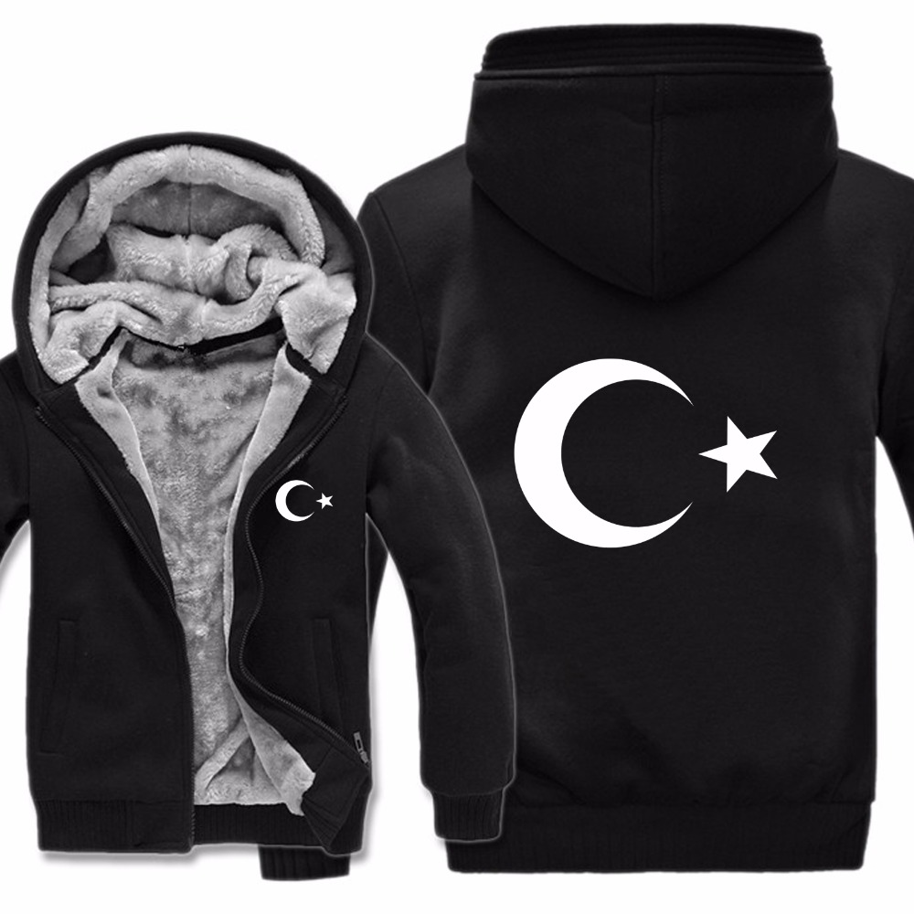 Nouveau hiver drapeaux turcs veste à capuche hommes décontracté épais polaire pays drapeau turquie sweats pull homme manteau
