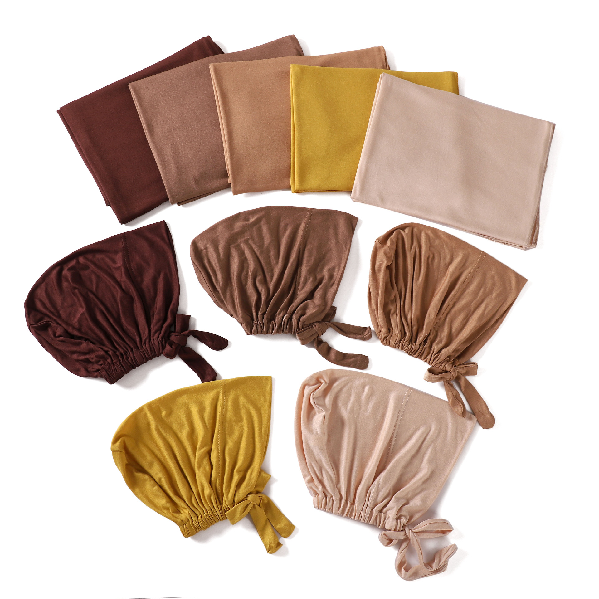 Hijab Modal et maillot réglable, 2 pièces, foulards assortis, châles pour femmes musulmanes, casquette intérieure, Bonnet enveloppant, ensembles islamiques