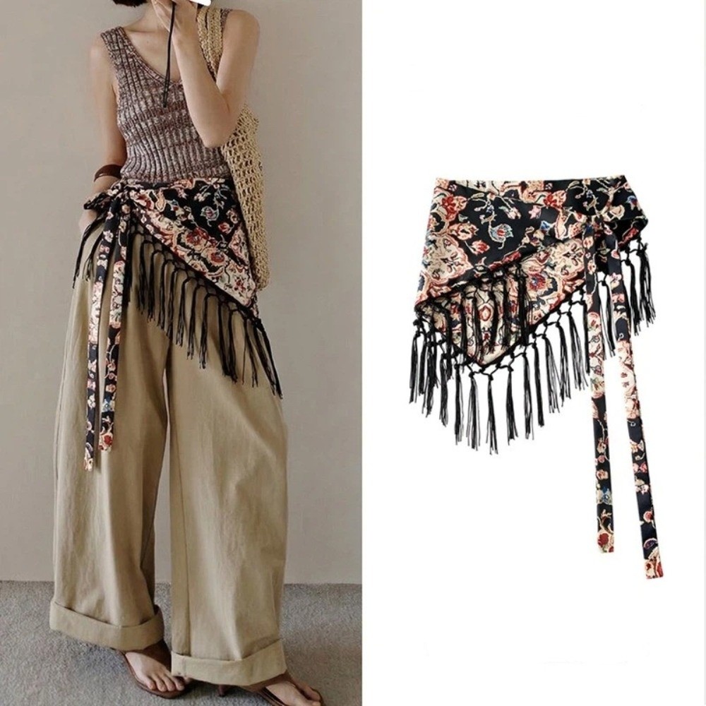 Nouvelle ceinture triangulaire à franges, broderie exquise, style bohème, ceinture écharpe décorative à franges pour la taille, printemps-été