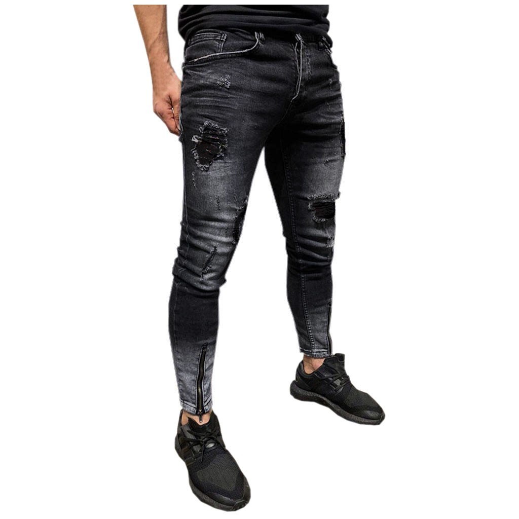 Pantalons en jean extensibles pour hommes pantalons en détresse minces Denim Freyed déchiré Jeans pour hommes pantalons pour hommes 자