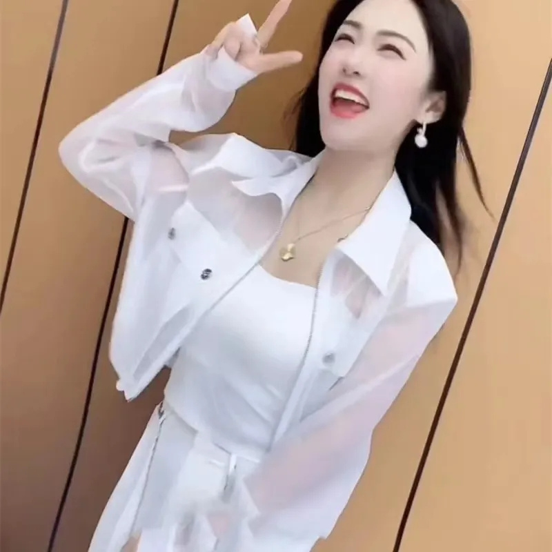 Vêtements de protection solaire pour femmes, nouvelle mode d'été, léger, luxe, fin, respirant, fermeture éclair, décontracté, Joker, manteau court à manches longues