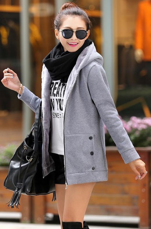Femmes sweat à capuche manteau décontracté grande taille dames velours épaississement chaud à capuche veste à glissière Cardigan veste pour femme