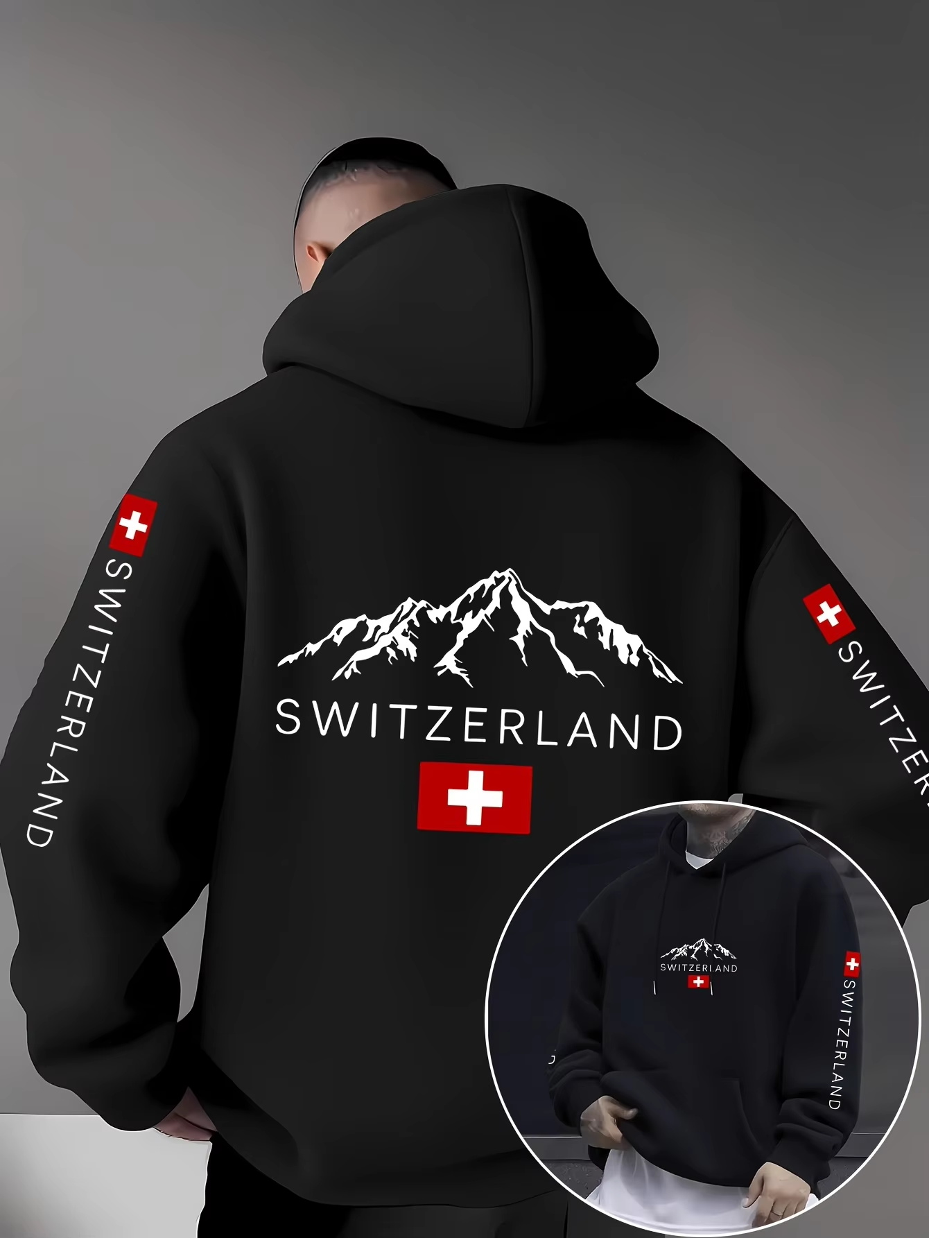Suisse Mountain Print Sweat-shirt Homme Femme Sport Extérieur Décontracté Hip-hop Jersey Équipe de Course Automne Hiver