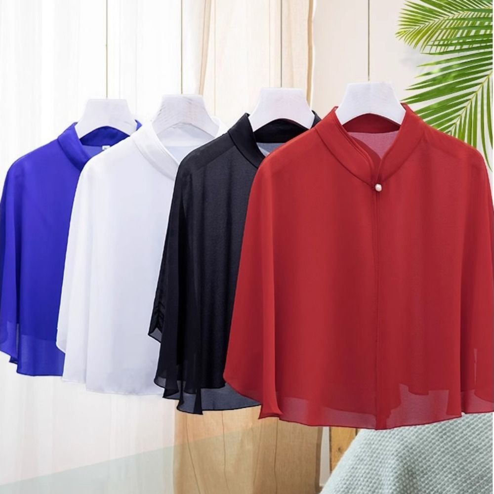 Vêtements de protection solaire, châle en mousseline multicolore, poncho en mousseline respirant et ample, châle de mariage court pour femmes