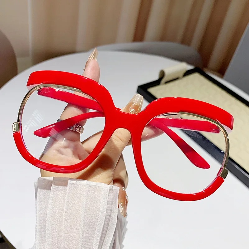 Lunettes de lecture surdimensionnées pour femmes et hommes, Anti lumière bleue, presbytie, mode, montures rondes uniques, lunettes décoratives dioptrie