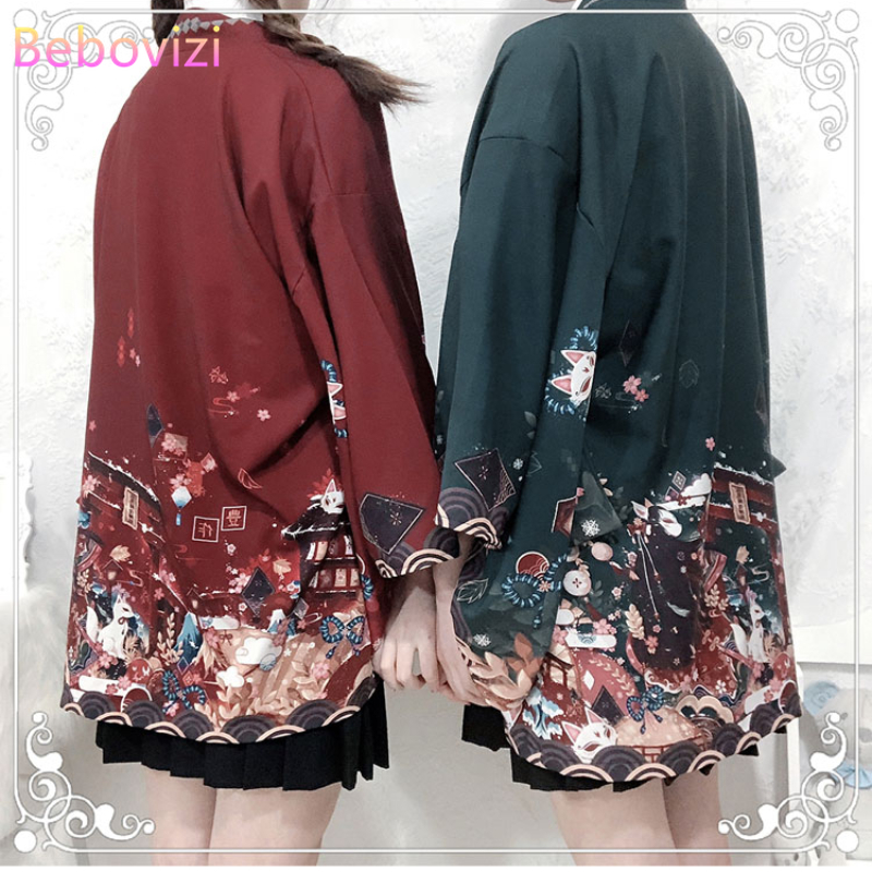 Cardigan Streetwear samouraï japonais pour hommes et femmes, Harajuku Haori, chemisier Cosplay, Yukata, ample, rouge, noir, nouveau, été, 2021