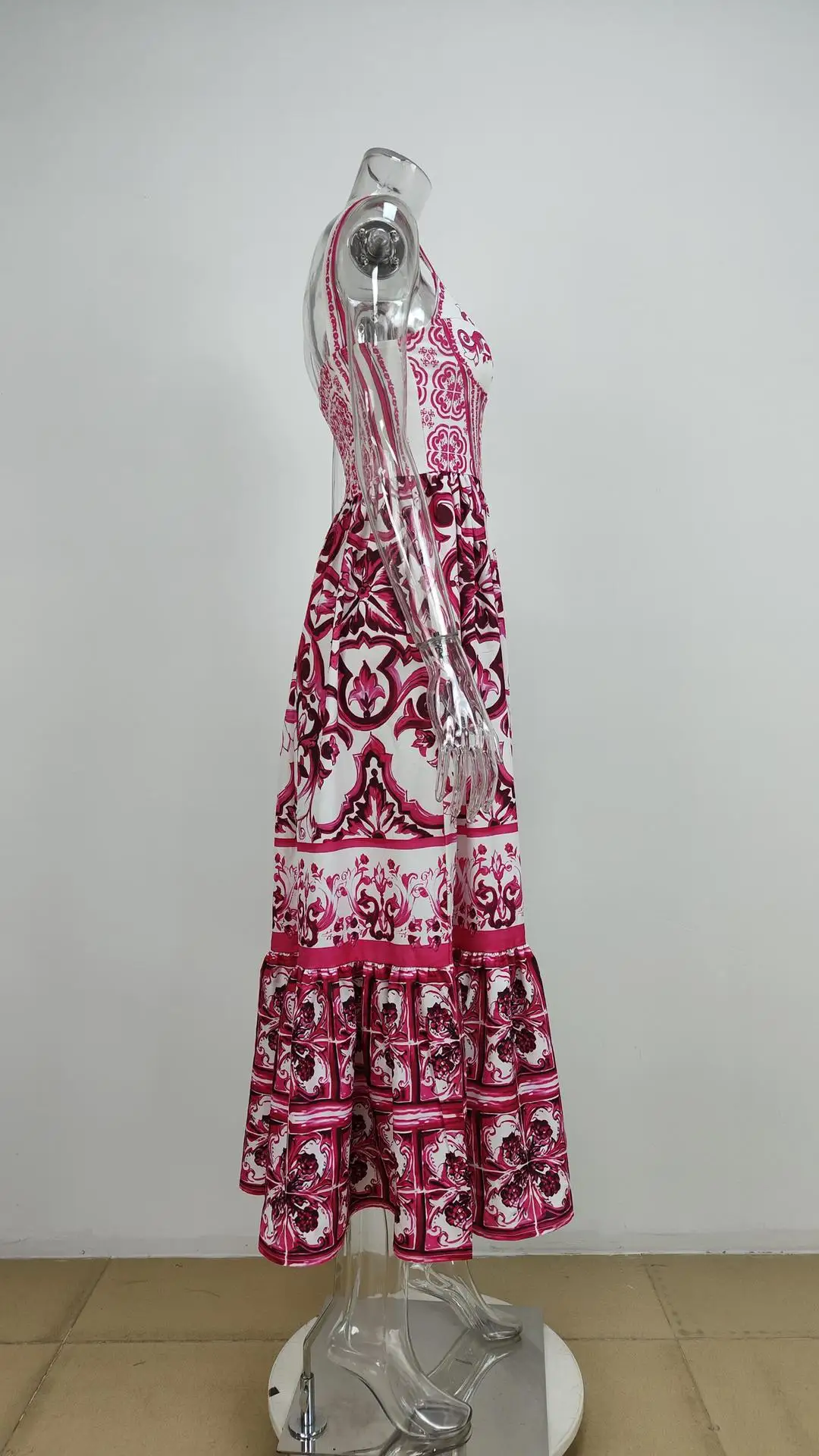 Nouvelle robe d'été pour femmes, style européen et américain, bohème, élégante, légère, luxueuse, mi-longue, imprimée, à bretelles