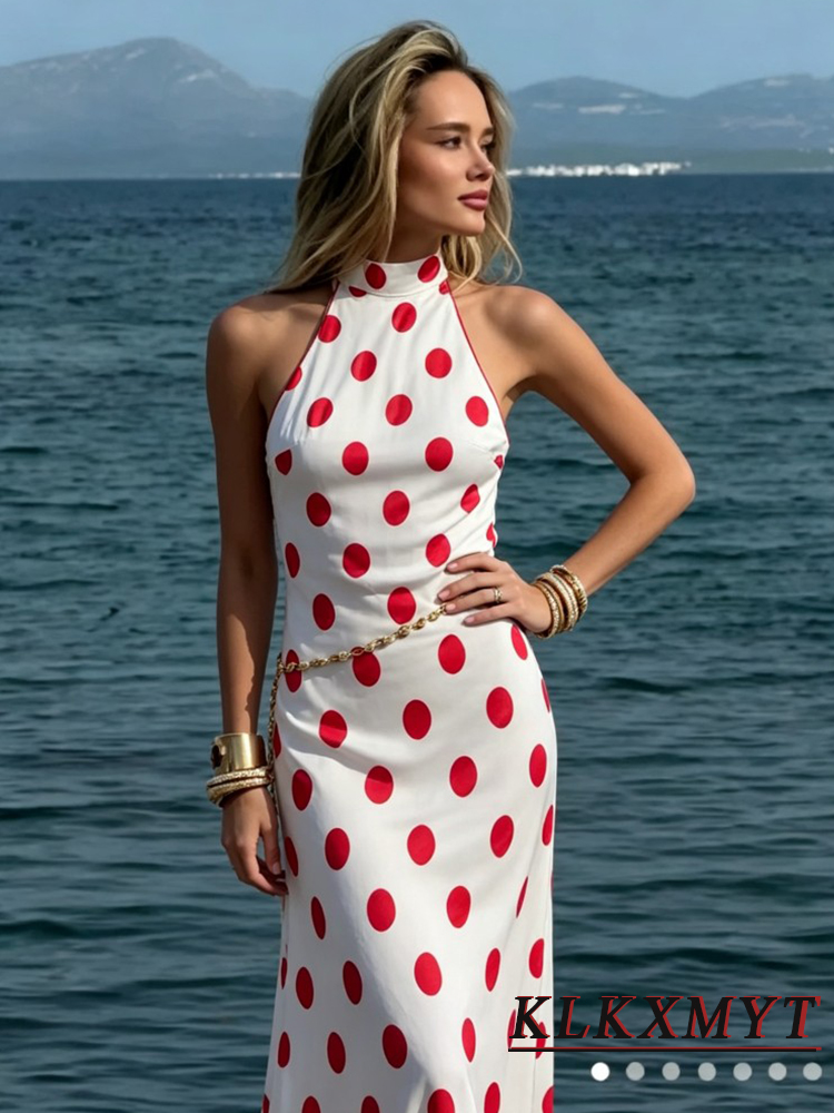 Nouvelle Robe Halter Chic et Élégante pour Femme, Sexy, Dos Nu, Sans Manches, avec Nœud et Lacets, Idéale pour l'Été et les Cérémonies de Remise des Diplômes