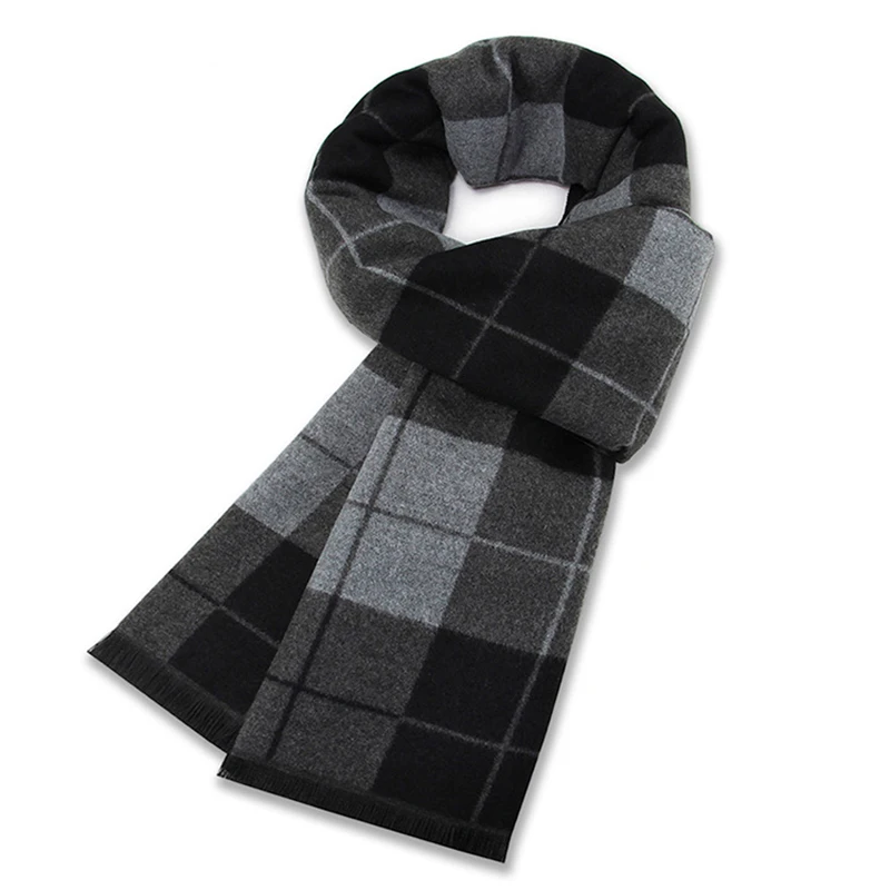 Écharpe de luxe homme hiver chaud laine écharpe pour hommes cachemire foulards décontracté Plaid mâle Long Pashmina extérieur châles homme silencieux cadeau