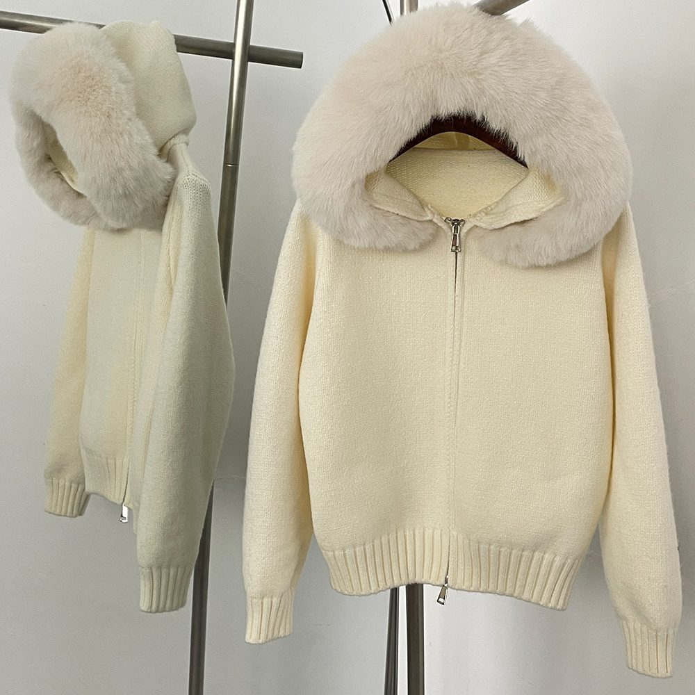 Cardigan surdimensionné à capuche pour femme, pull en fausse fourrure, couleur unie, manteau tricoté, à la mode, tricot ample, automne 2025