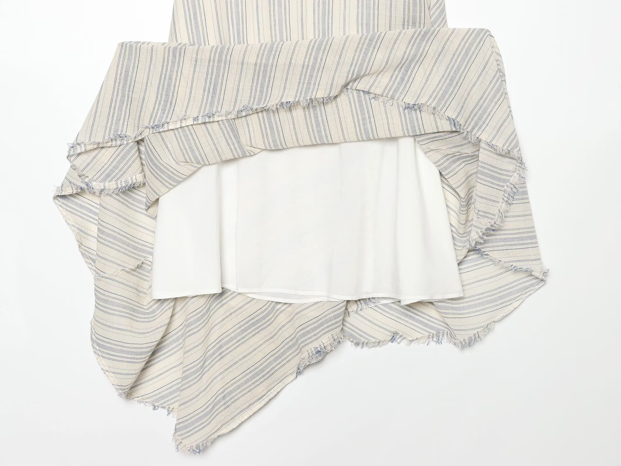 Jupe midi rayée élégante et décontractée KONDALA pour femme – Collection été 2026 – Tendance vacances – Ourlet brut – Simple, polyvalente et asymétrique