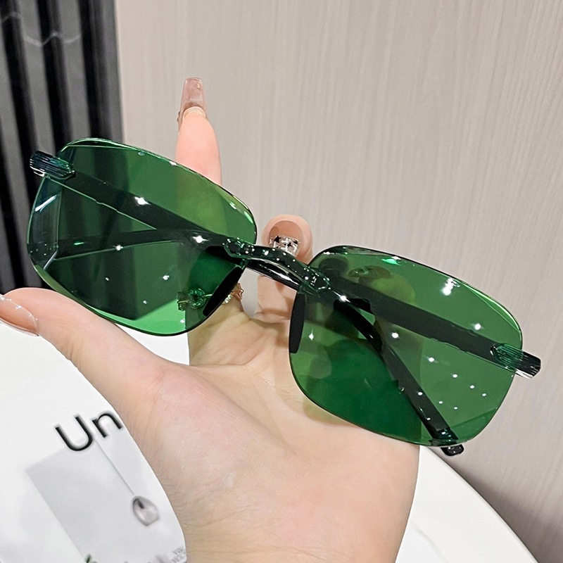 Lunettes de soleil carrées sans monture de luxe pour hommes, ultralégères, pour la conduite, protection UV400, classiques, pour l'extérieur